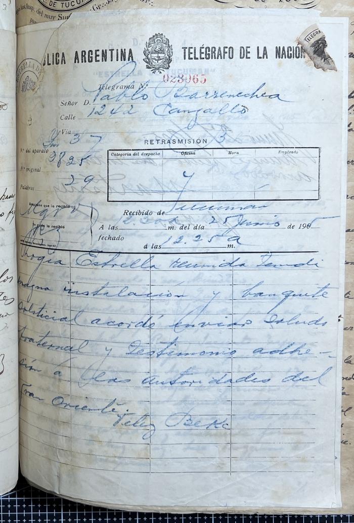 Documentación de R:. L:. Estrella de Tucumán Nº 71.