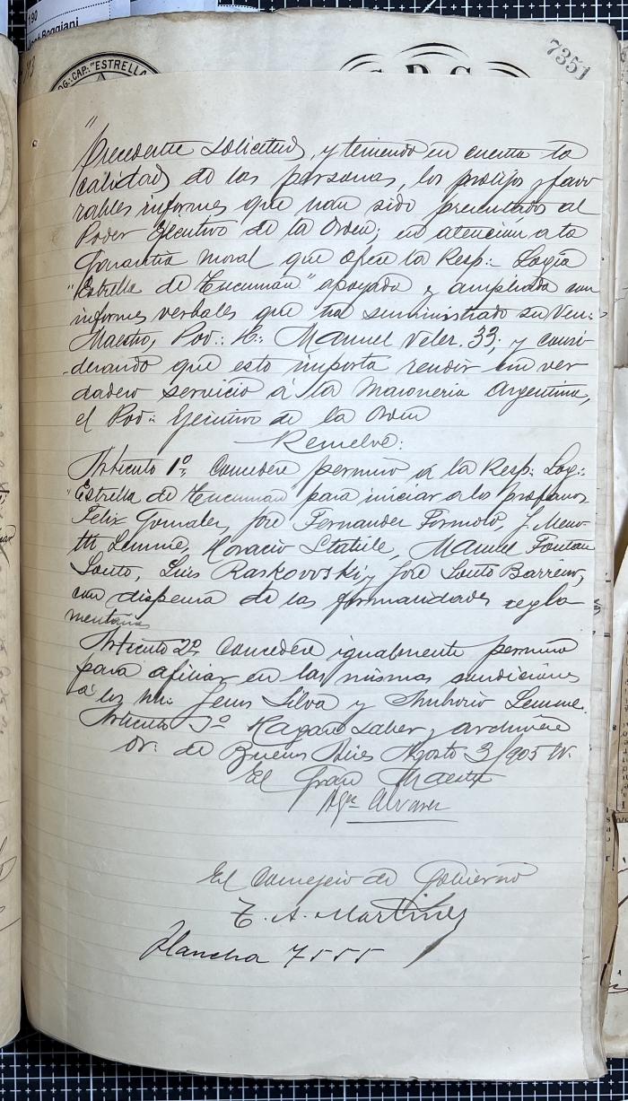 Documentación de R:. L:. Estrella de Tucumán Nº 71.