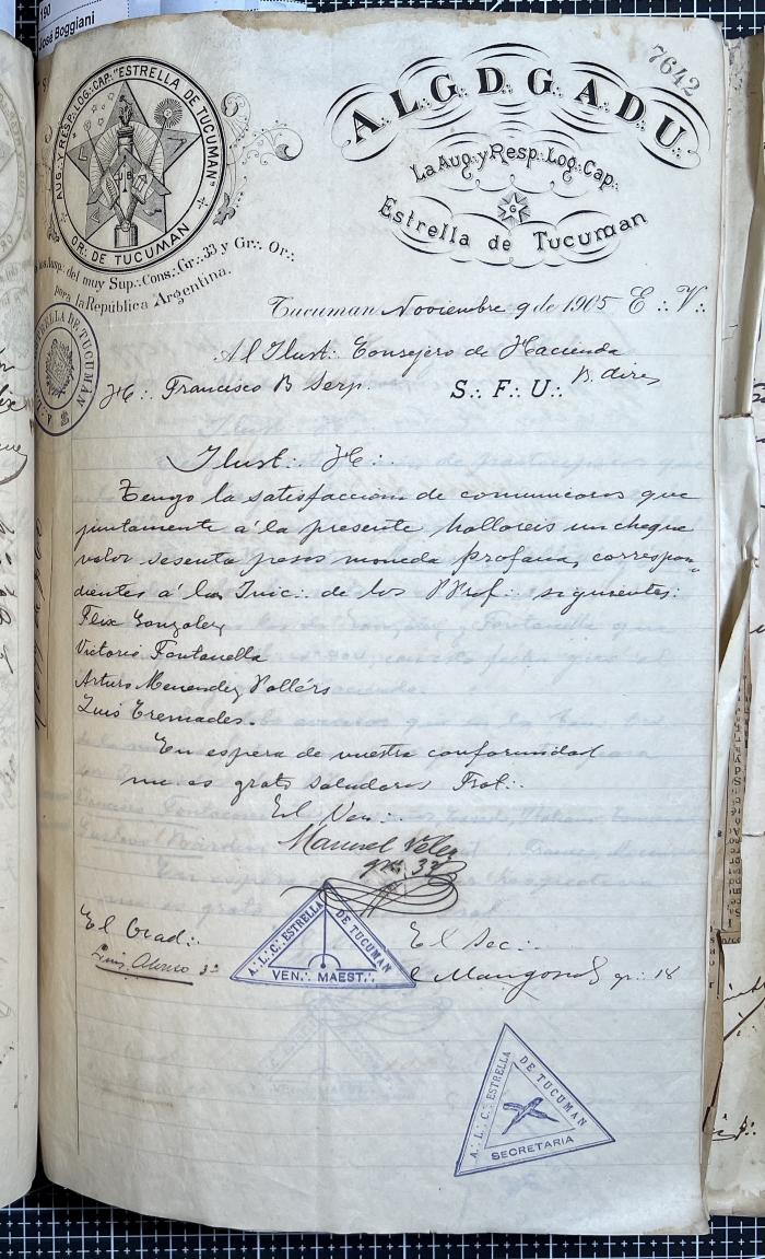 Documentación de R:. L:. Estrella de Tucumán Nº 71.