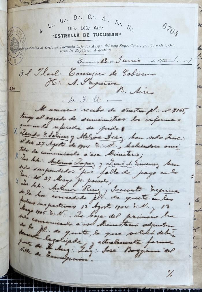 Documentación de R:. L:. Estrella de Tucumán Nº 71.