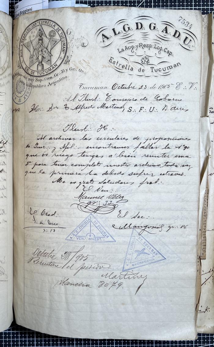 Documentación de R:. L:. Estrella de Tucumán Nº 71.