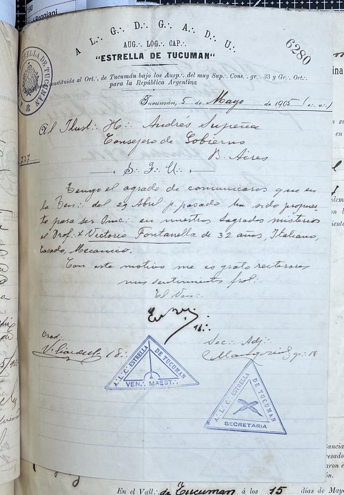 Documentación de R:. L:. Estrella de Tucumán Nº 71.