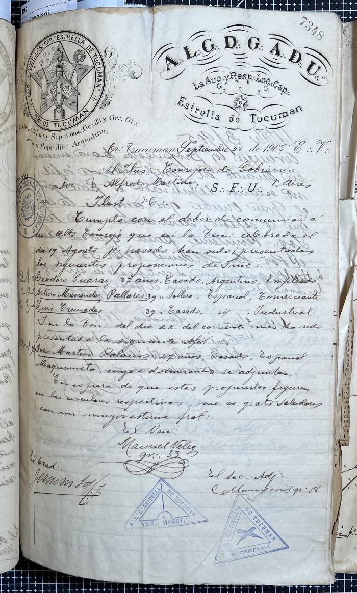 Documentación de R:. L:. Estrella de Tucumán Nº 71.