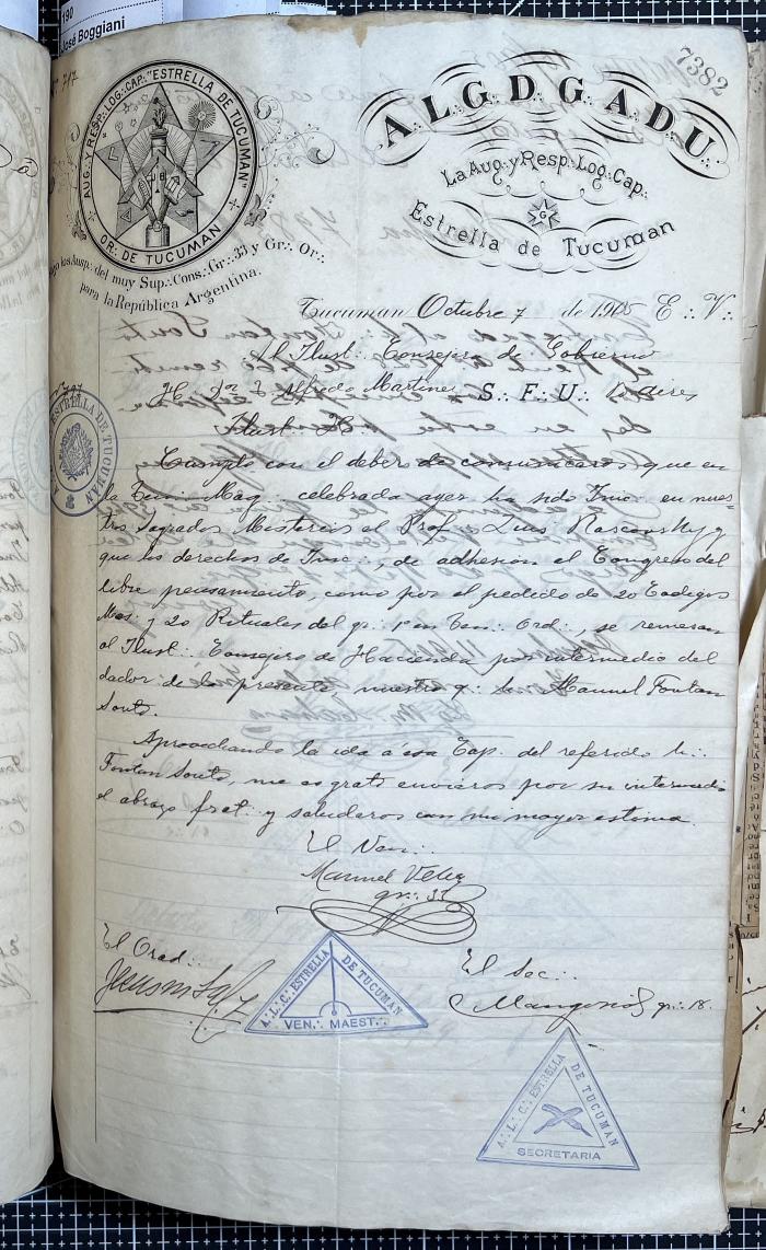 Documentación de R:. L:. Estrella de Tucumán Nº 71.