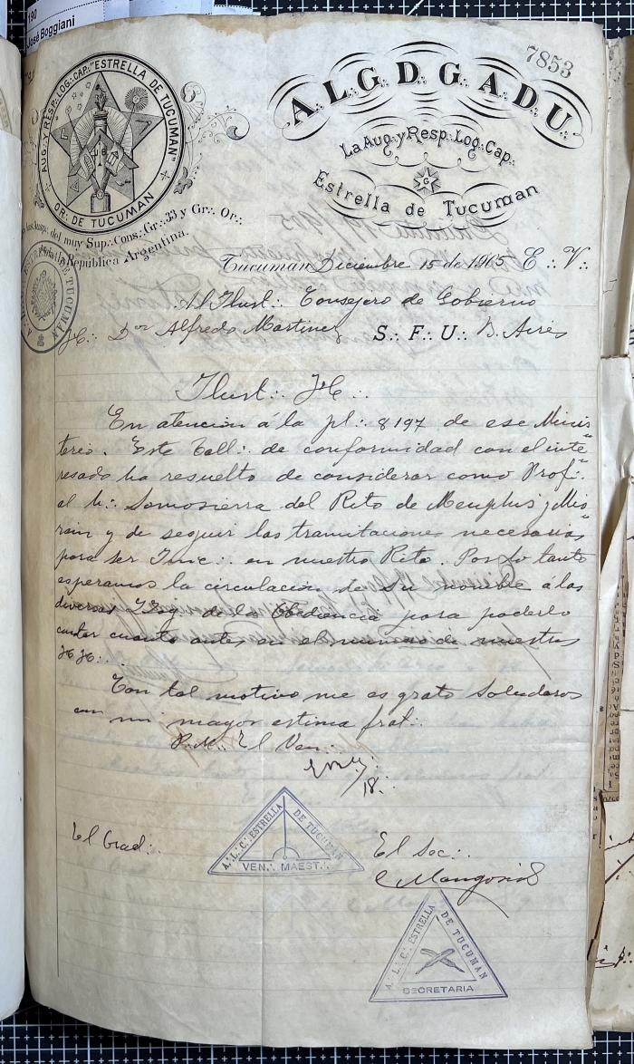 Documentación de R:. L:. Estrella de Tucumán Nº 71.
