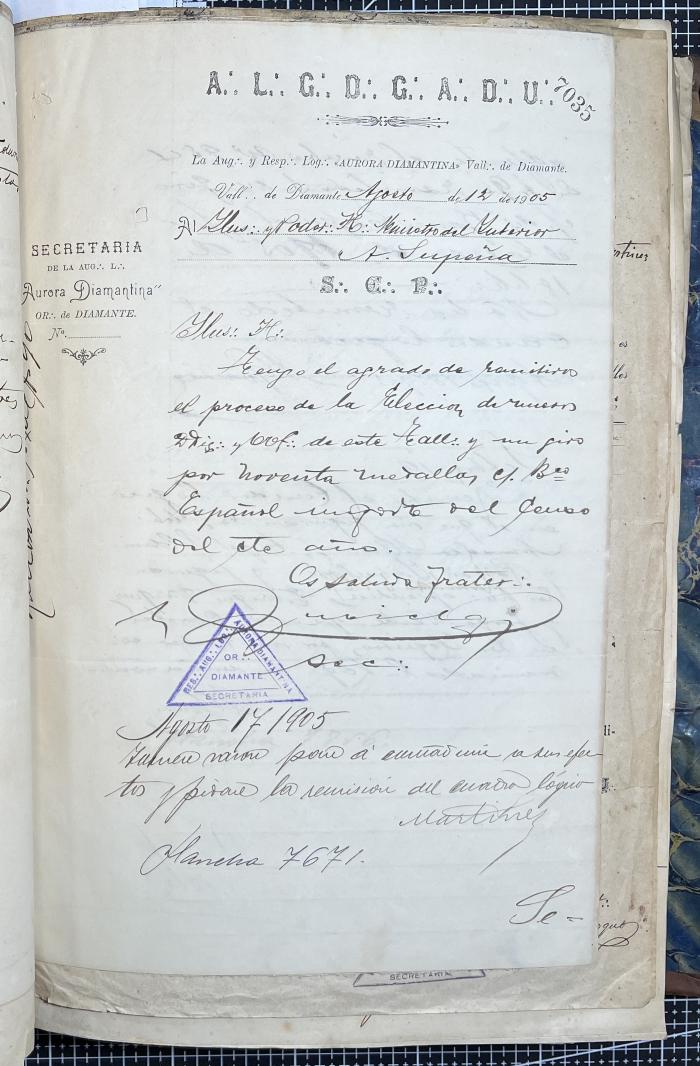 Documentación de R:. L:. Aurora Diamantina Nº 121.