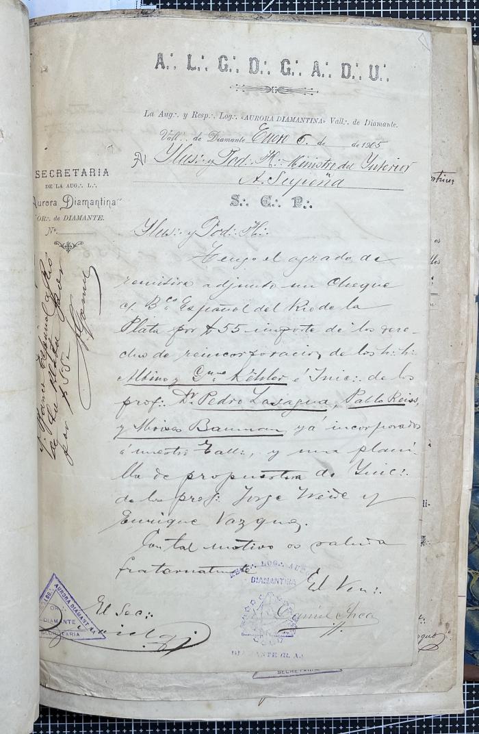 Documentación de R:. L:. Aurora Diamantina Nº 121.