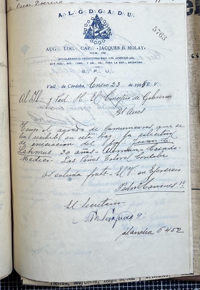 Documentación de R:. L:. Jacobo de Molay Nº 162.