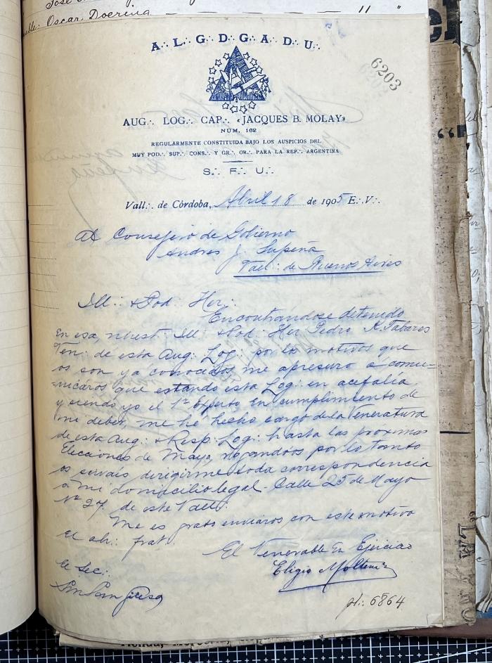 Documentación de R:. L:. Jacobo de Molay Nº 162.