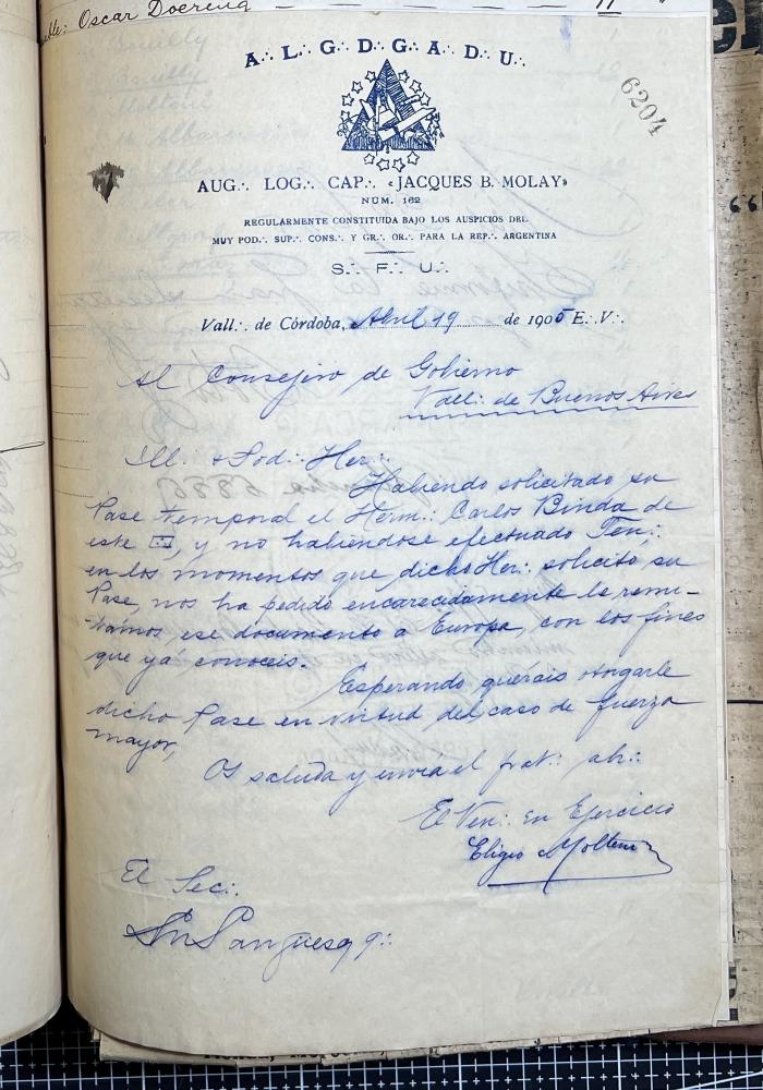 Documentación de R:. L:. Jacobo de Molay Nº 162.