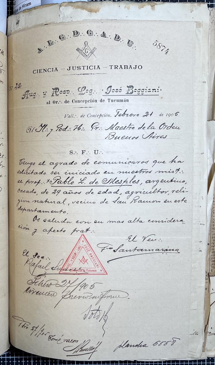 Documentación de R:. L:. José Boggiani Nº 190.
