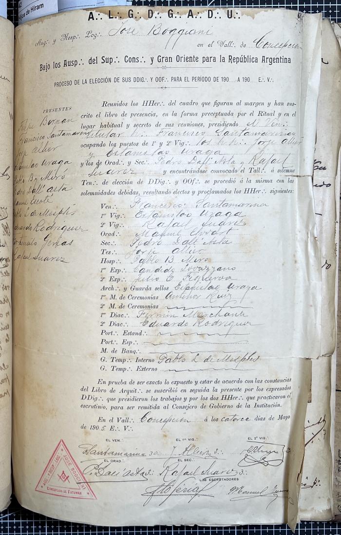 Documentación de R:. L:. José Boggiani Nº 190.