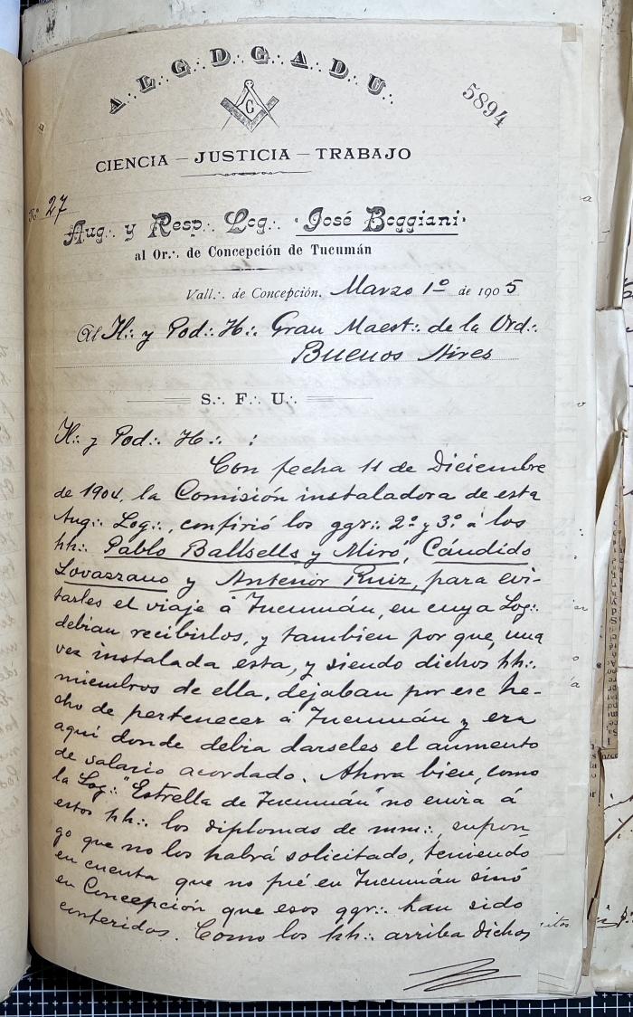 Documentación de R:. L:. José Boggiani Nº 190.