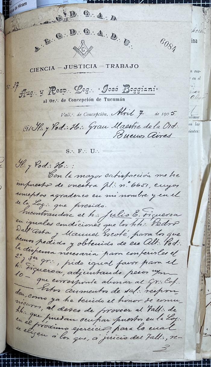 Documentación de R:. L:. José Boggiani Nº 190.