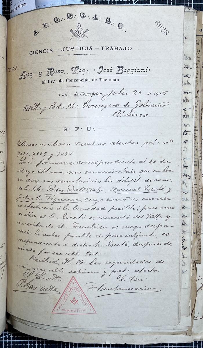Documentación de R:. L:. José Boggiani Nº 190.