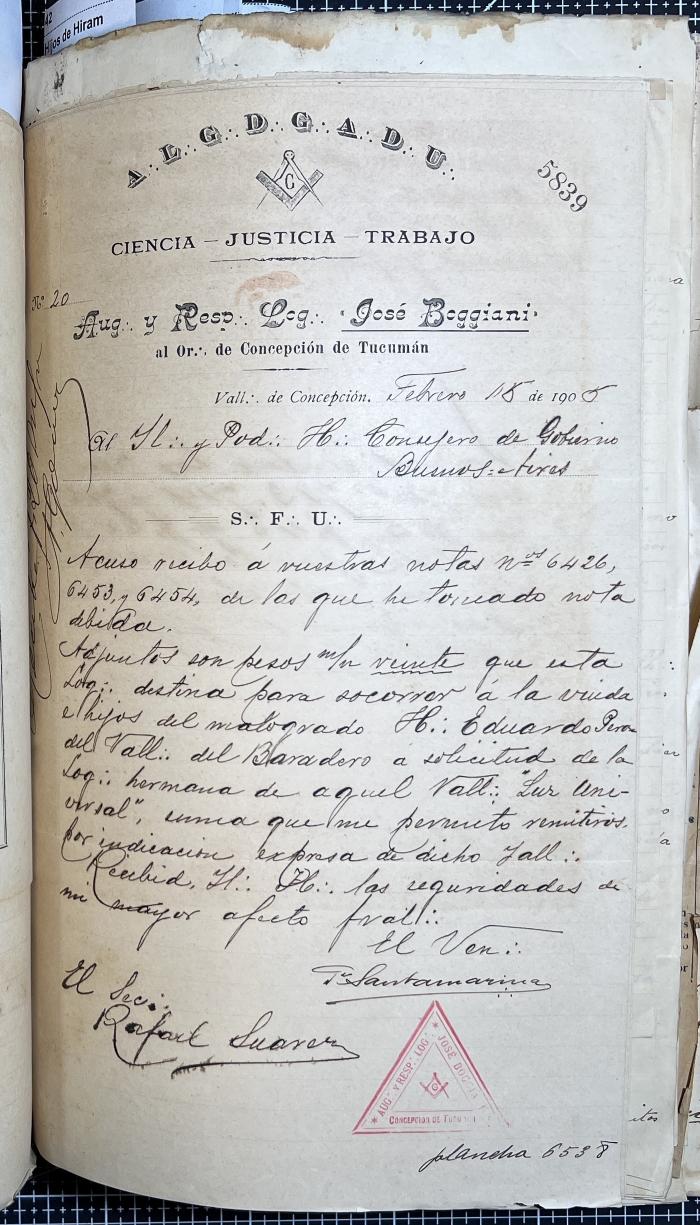 Documentación de R:. L:. José Boggiani Nº 190.