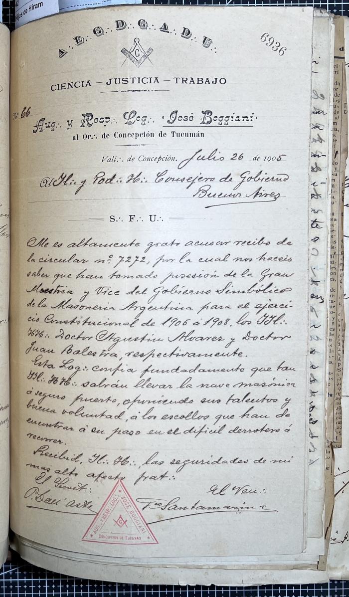 Documentación de R:. L:. José Boggiani Nº 190.