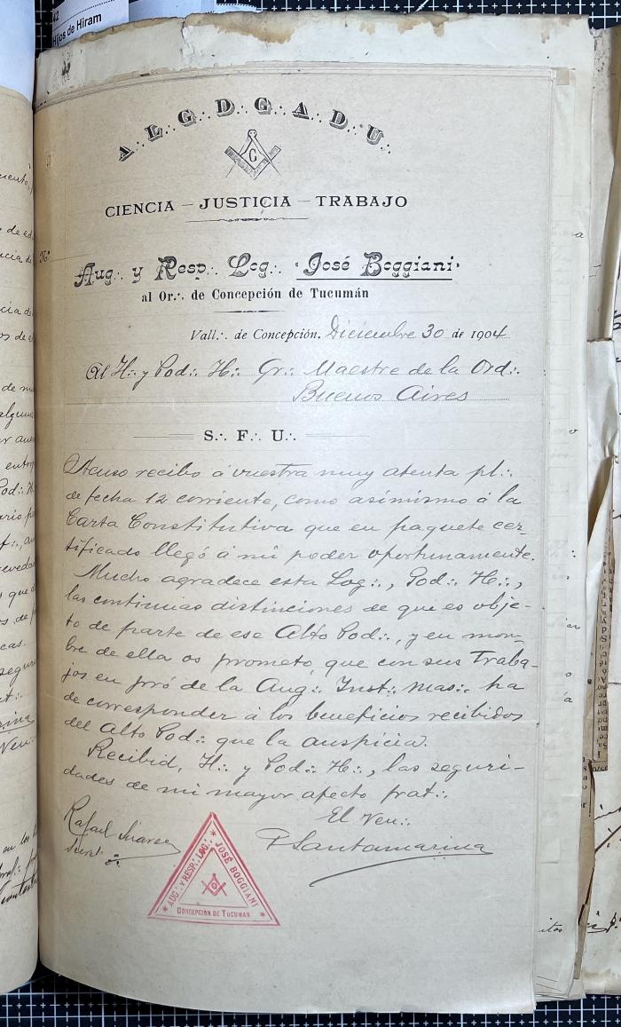 Documentación de R:. L:. José Boggiani Nº 190.