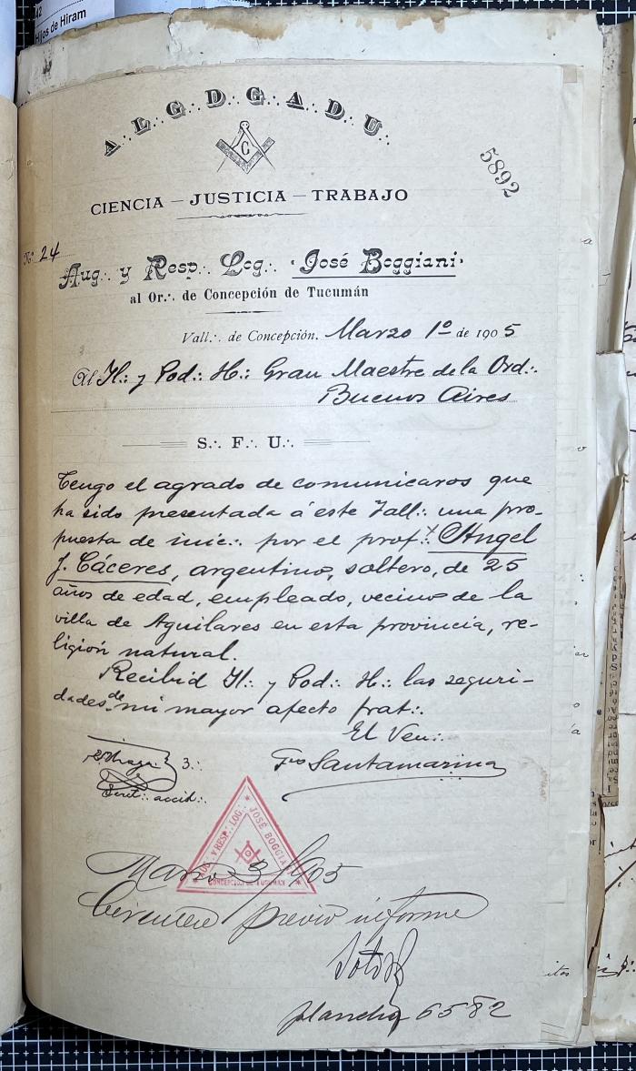 Documentación de R:. L:. José Boggiani Nº 190.