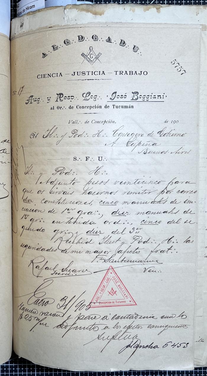 Documentación de R:. L:. José Boggiani Nº 190.