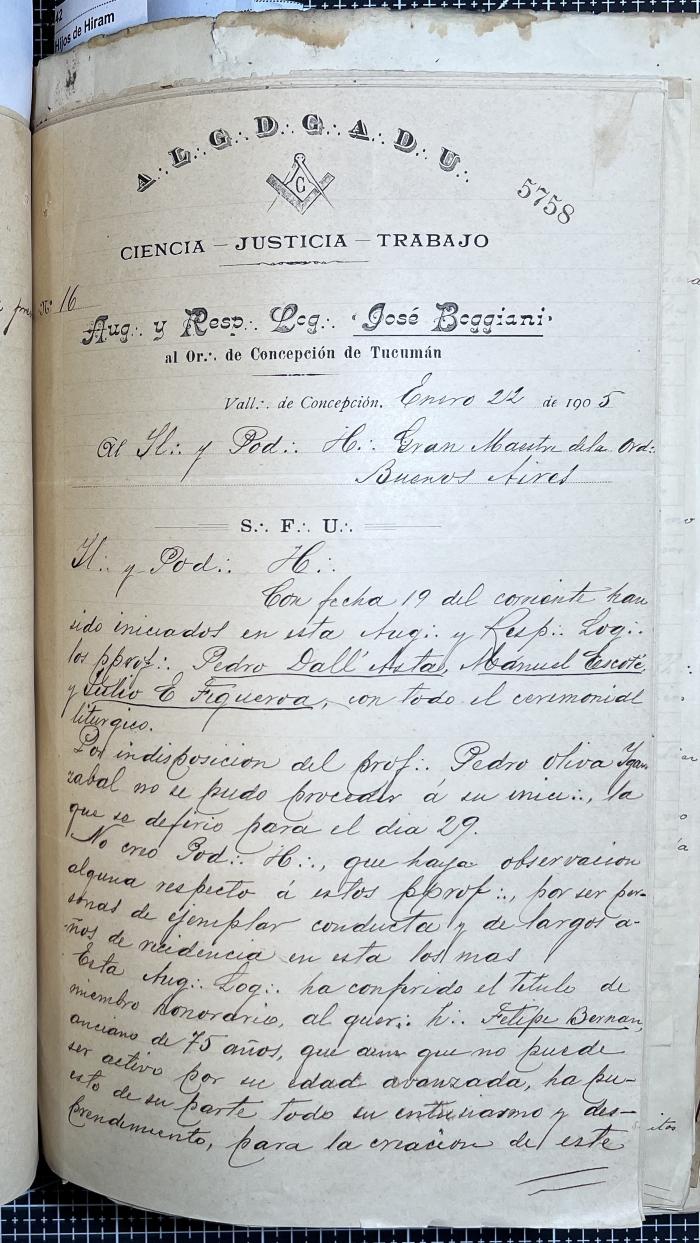 Documentación de R:. L:. José Boggiani Nº 190.