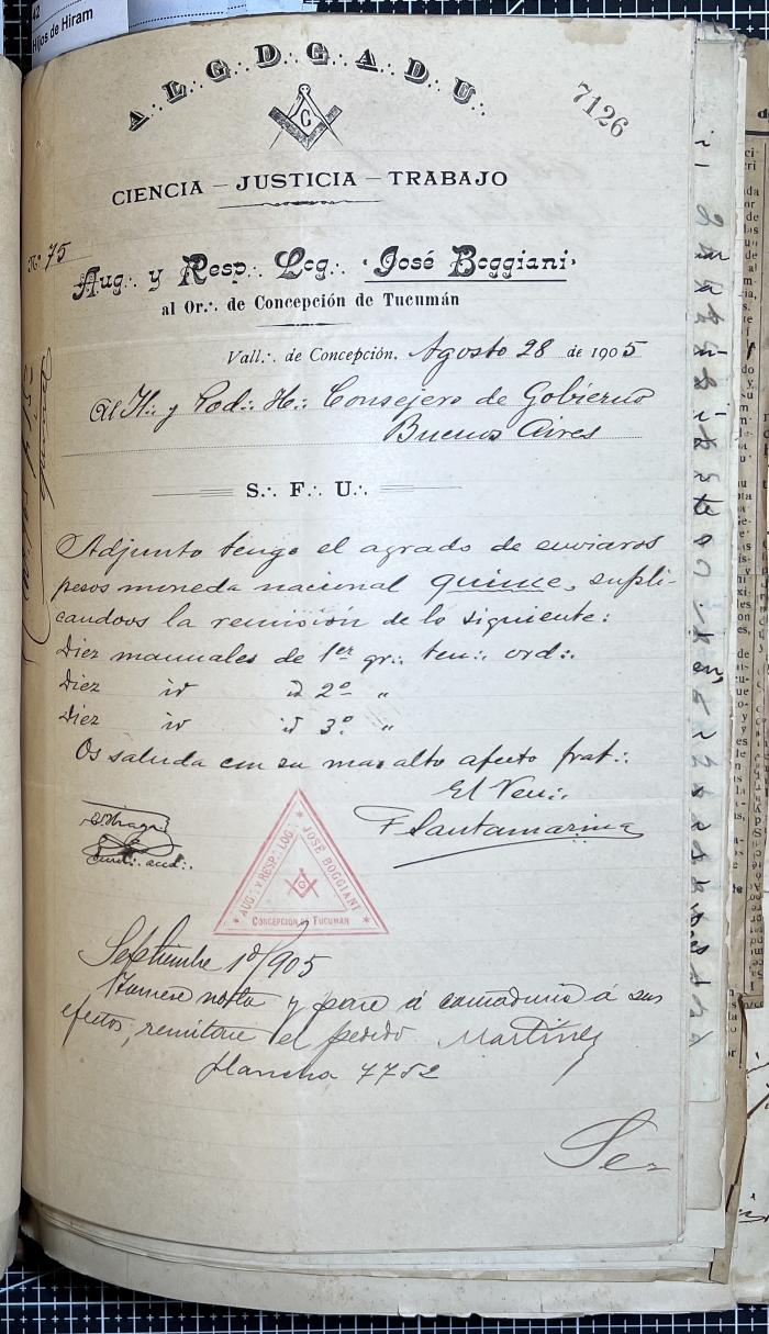 Documentación de R:. L:. José Boggiani Nº 190.