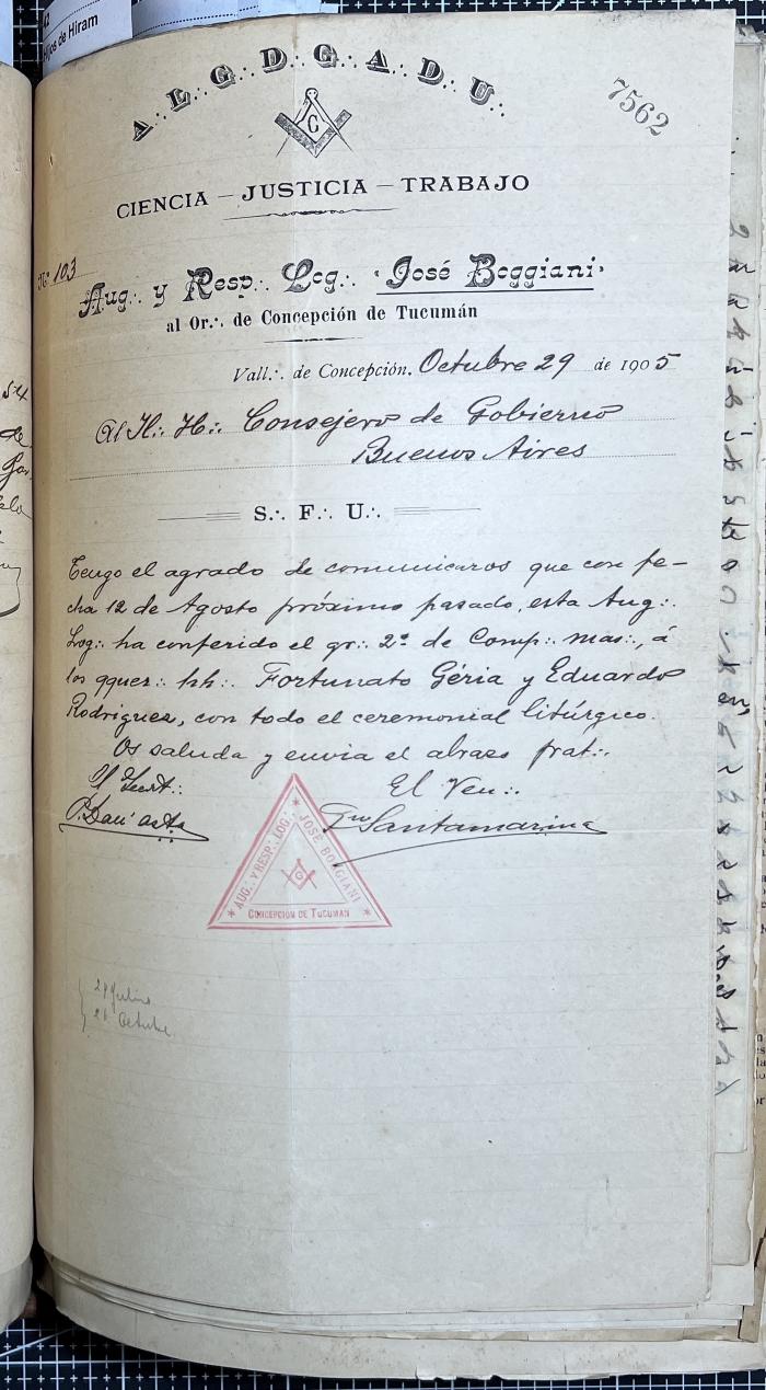 Documentación de R:. L:. José Boggiani Nº 190.