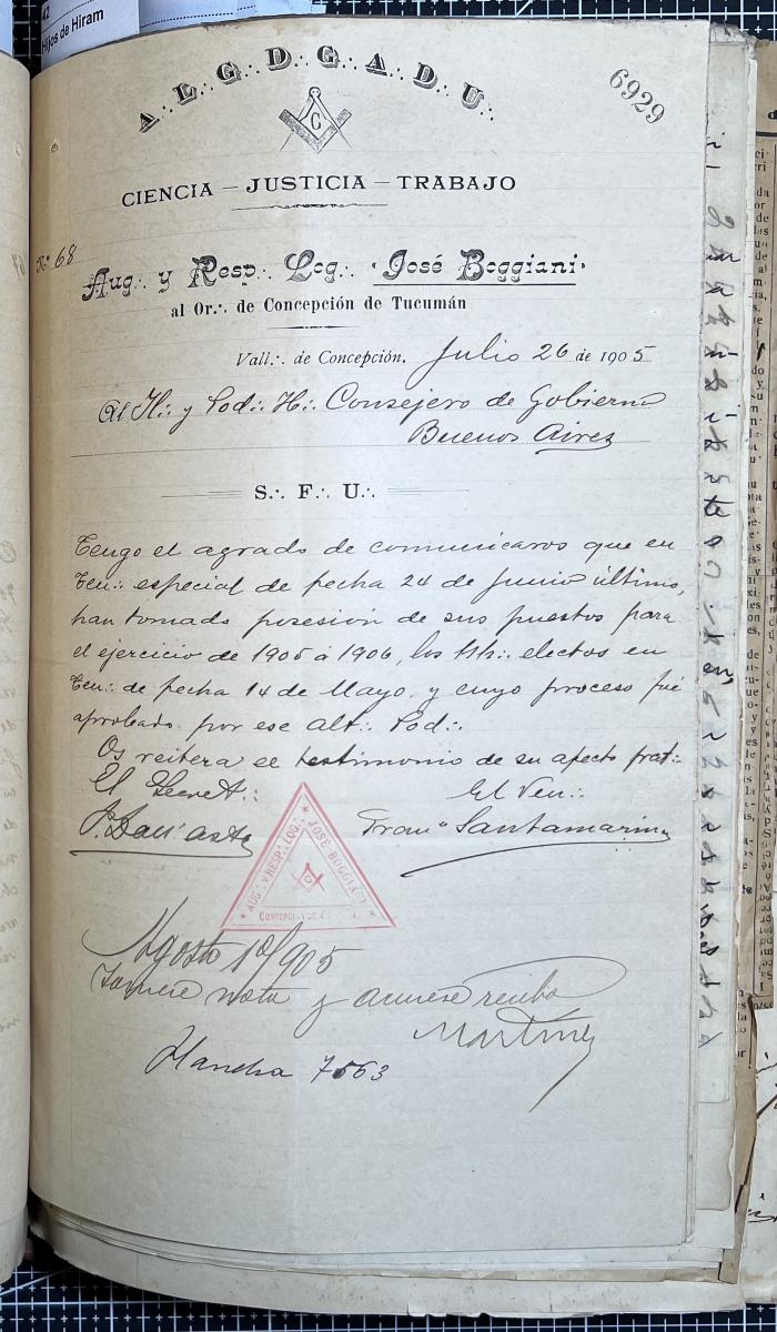 Documentación de R:. L:. José Boggiani Nº 190.
