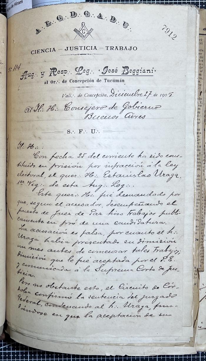 Documentación de R:. L:. José Boggiani Nº 190.