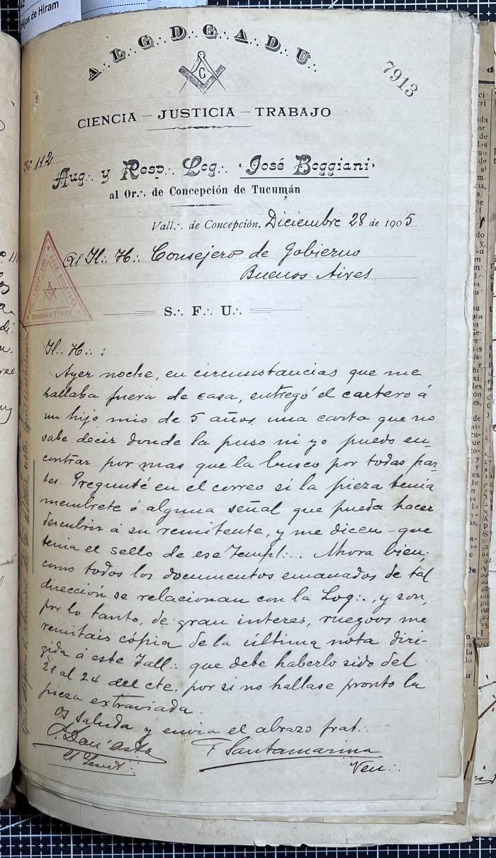 Documentación de R:. L:. José Boggiani Nº 190.
