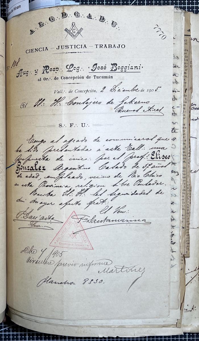 Documentación de R:. L:. José Boggiani Nº 190.