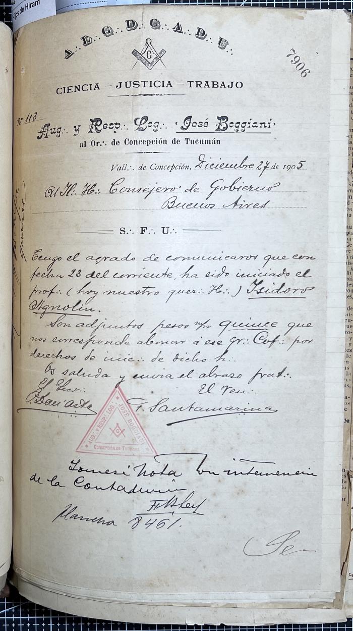 Documentación de R:. L:. José Boggiani Nº 190.