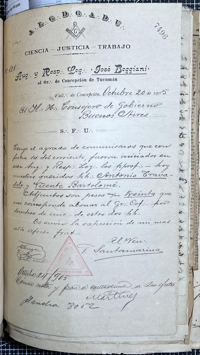 Documentación de R:. L:. José Boggiani Nº 190.