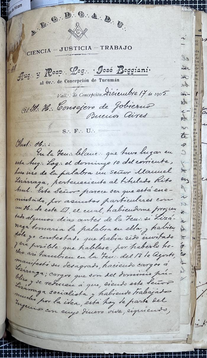 Documentación de R:. L:. José Boggiani Nº 190.