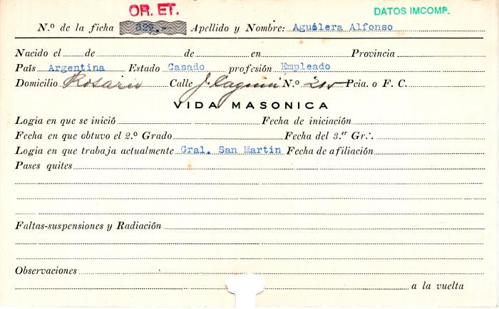 Ficha de miembro de Alfonso Aguilera.