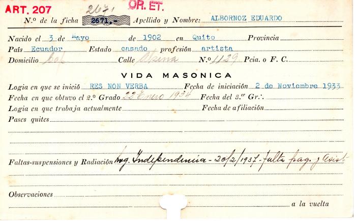 Ficha de miembro de Eduardo Albornoz.