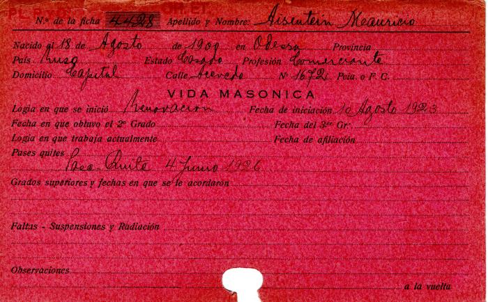Ficha de miembro de Mauricio Aisentein.