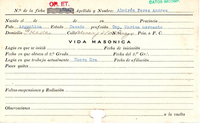 Ficha de miembro de Andrés Almirón Pérez.