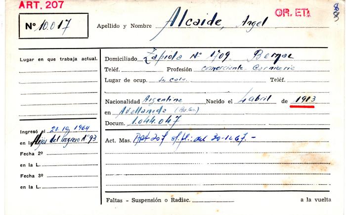 Ficha de miembro de Ángel Alcaide.