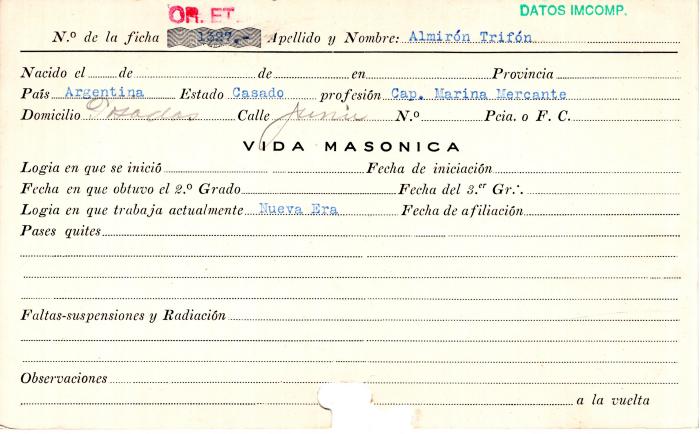 Ficha de miembro de Trifón Almirón.