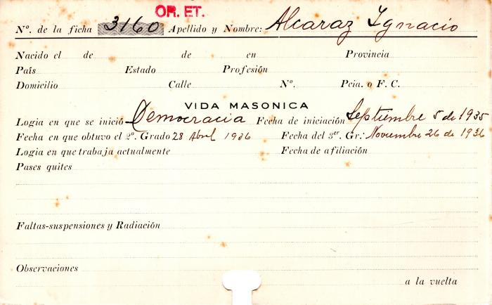 Ficha de miembro de Ignacio Alcaraz.