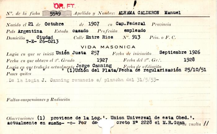 Ficha de miembro de Manuel Alhama Calderón.