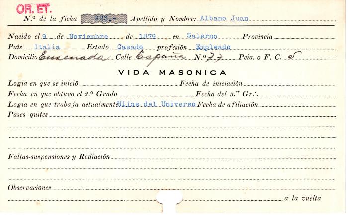 Ficha de miembro de Juan Albano.