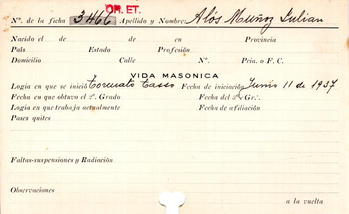 Ficha de miembro de Julian Alós Muñoz.
