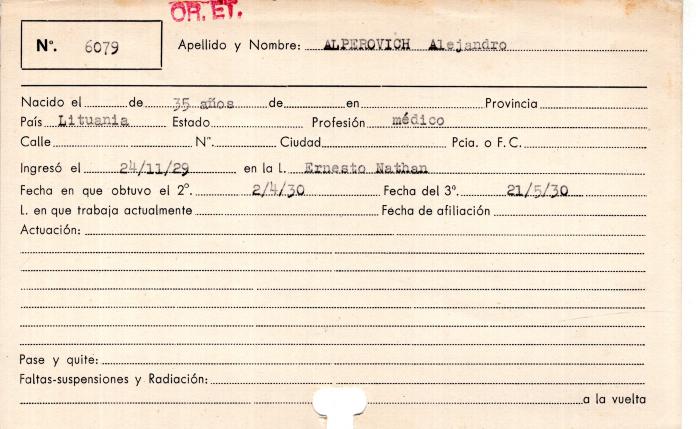 Ficha de miembro de Alejandro Alperovich.