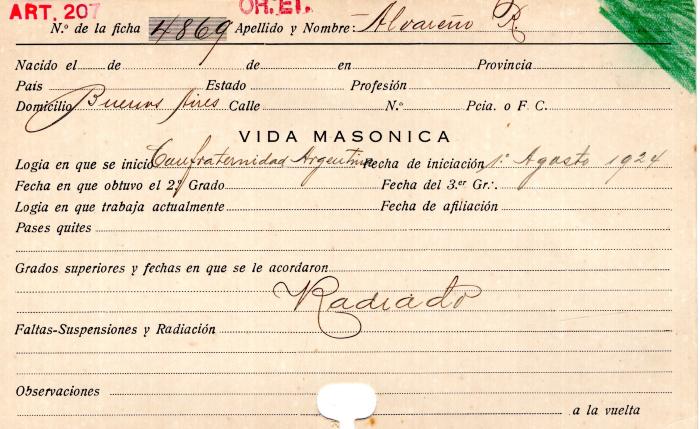 Ficha de miembro de R. Alvareño.