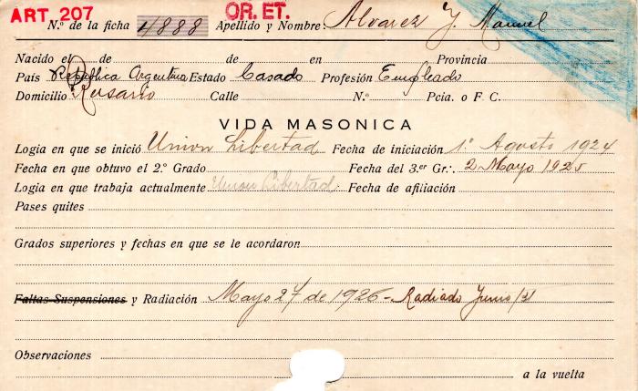 Ficha de miembro de Juan Manuel Alvarez.