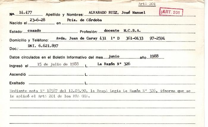 Ficha de miembro de José Manuel Alvarado Ruiz.