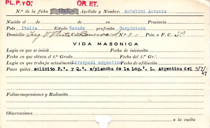 Ficha de miembro de Antonio Antolini.