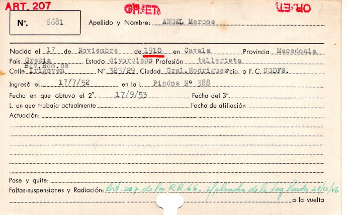 Ficha de miembro de Marcos Angel.